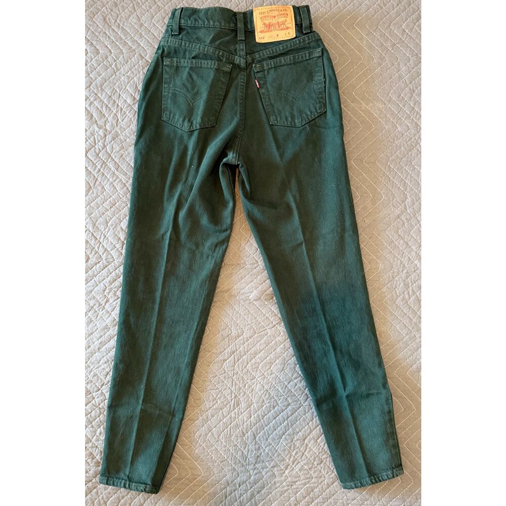 Levi's 512 Slim Fit Straight Leg Jeans Green Women 5 Short 90s VTG Made in USA - Picture 6 of 9